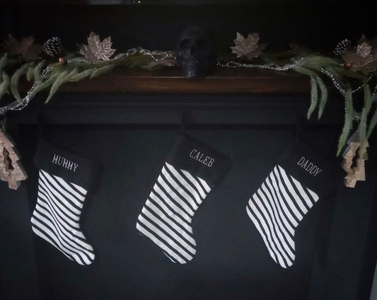 Embroidered Stripe Christmas Stocking