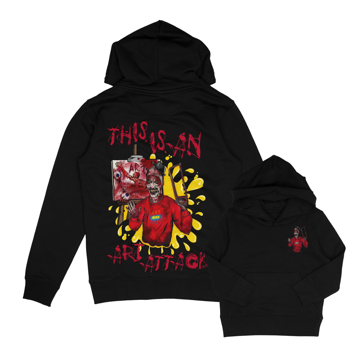 Art Attack clown kids horror inspired hoodie