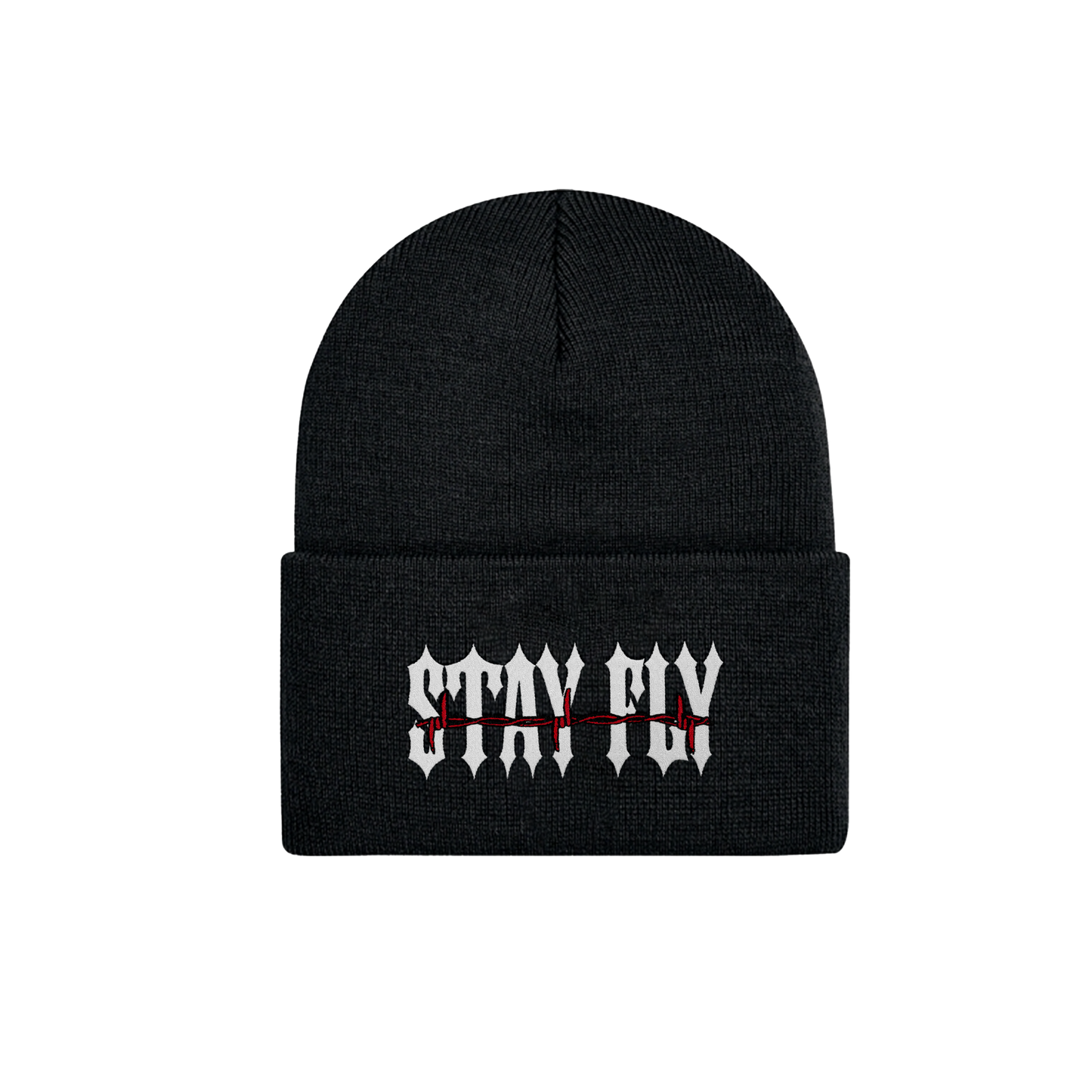Adults Barbed Deep Cuff Embroidered Beanie