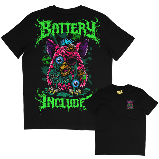 Battery, 90s inspired horror Furby tshirt