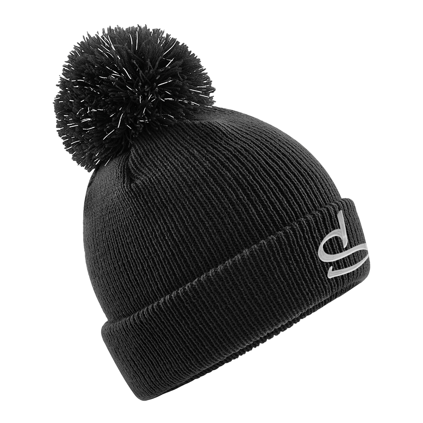 Junior Graffiti Initial Embroidered Pom Pom Beanie