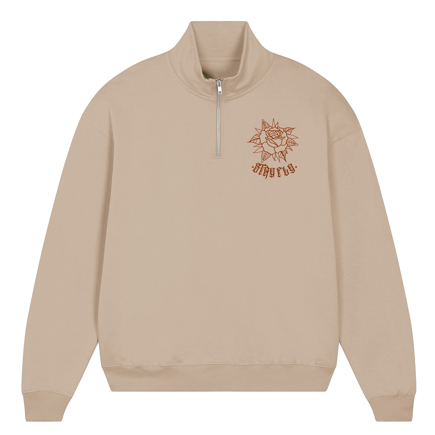 Adults Unisex Rose 1/4 Zip Sweater