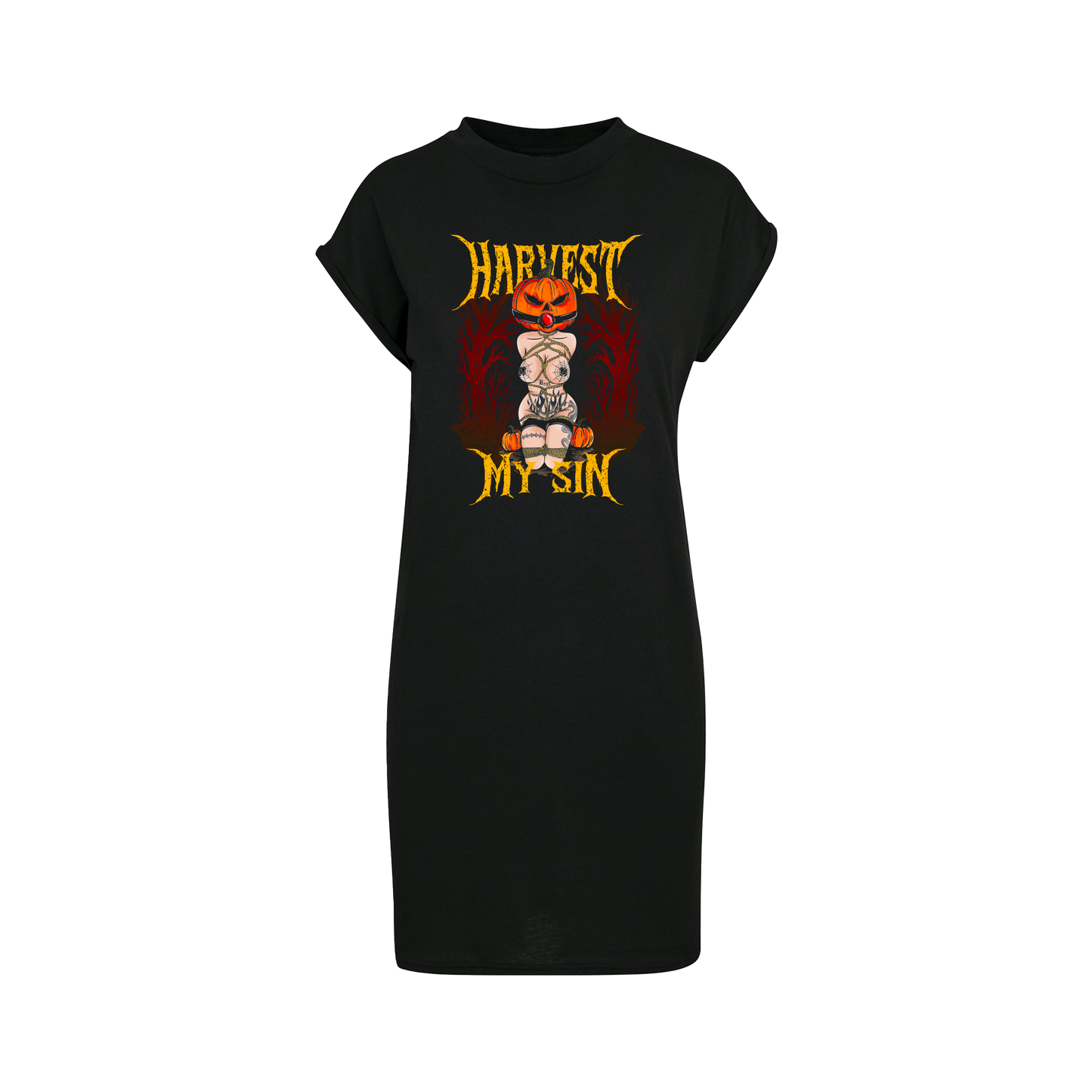 Adults Unisex Harvest Horror pin up kink inspired tshirt dress plus size
