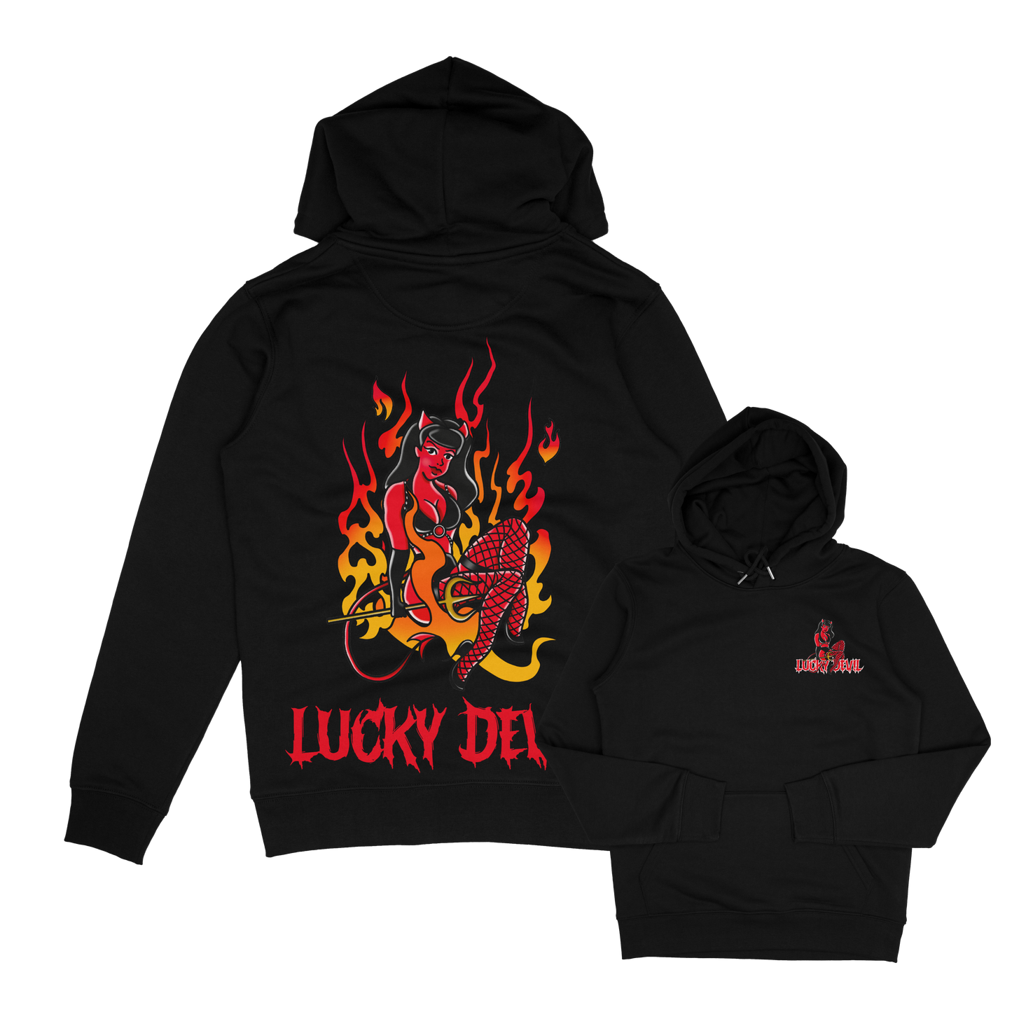 Lucky Devil Tattoo Inspired Organic Hood