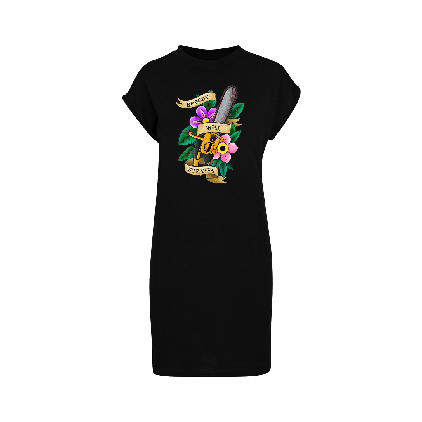 Massacre horror inspired tattoo flash tshirt dress. plus size