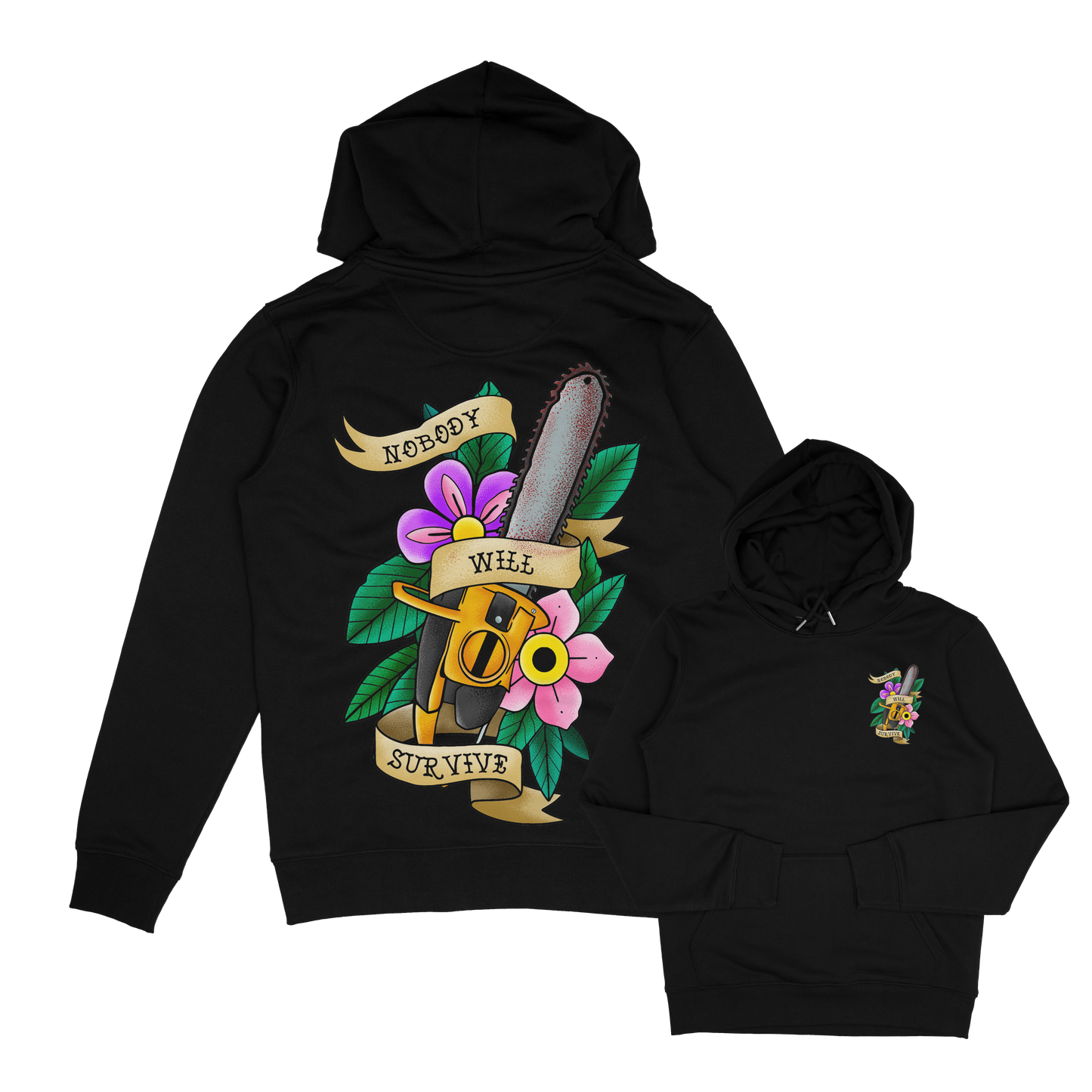 Massacre horror inspired tattoo flash Hoodie. Chainsaw
