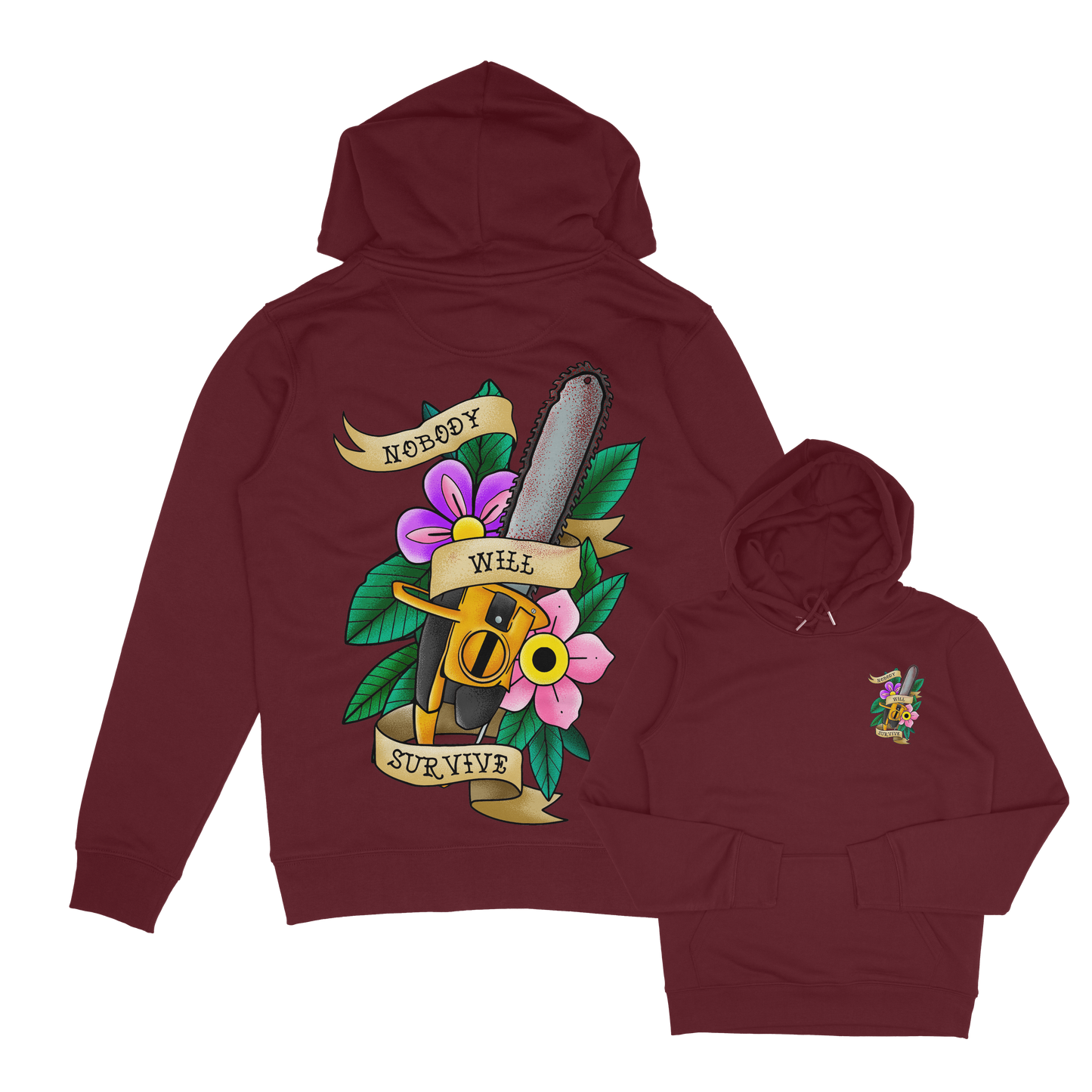 Massacre horror inspired tattoo flash Hoodie. Chainsaw