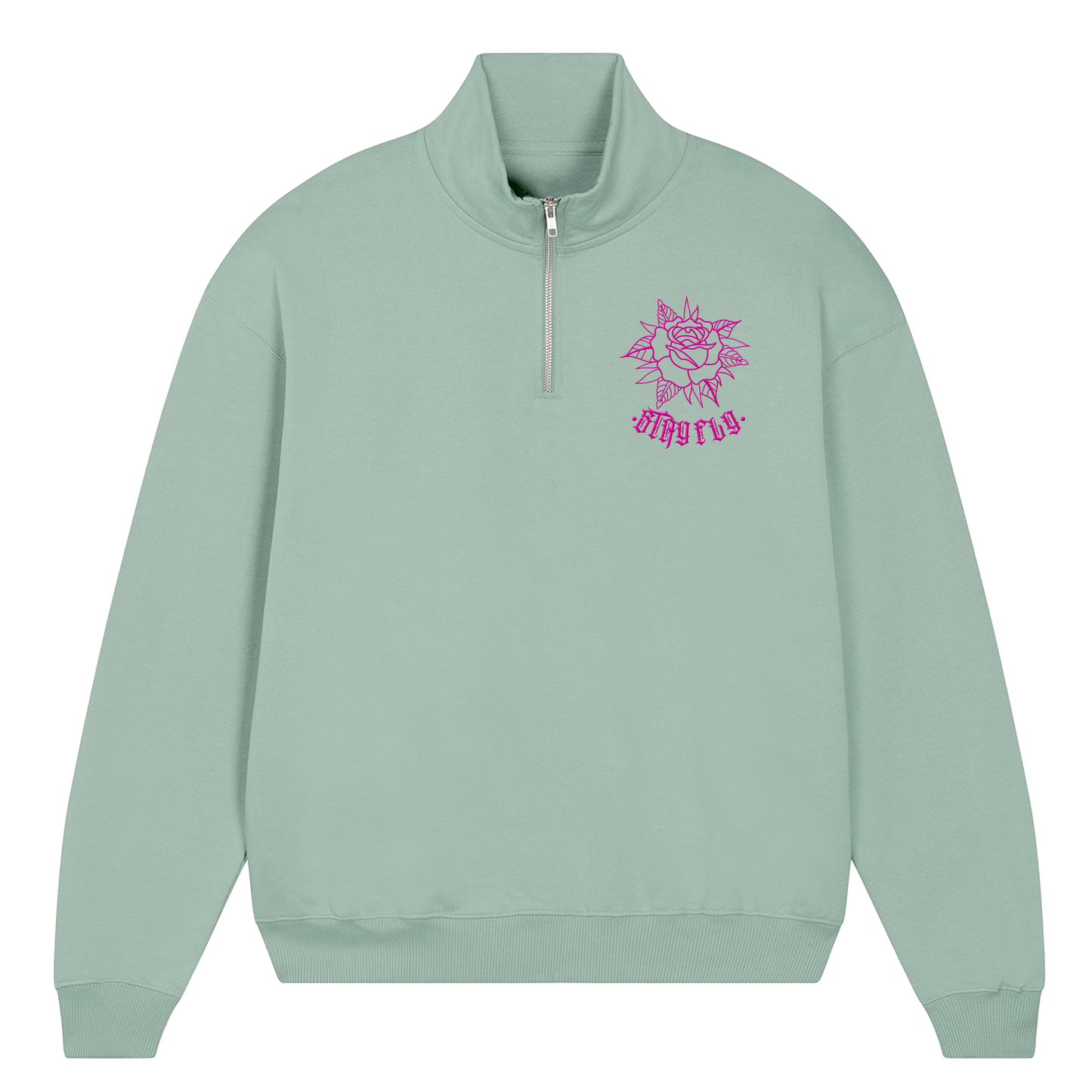 Adults Unisex Rose 1/4 Zip Sweater