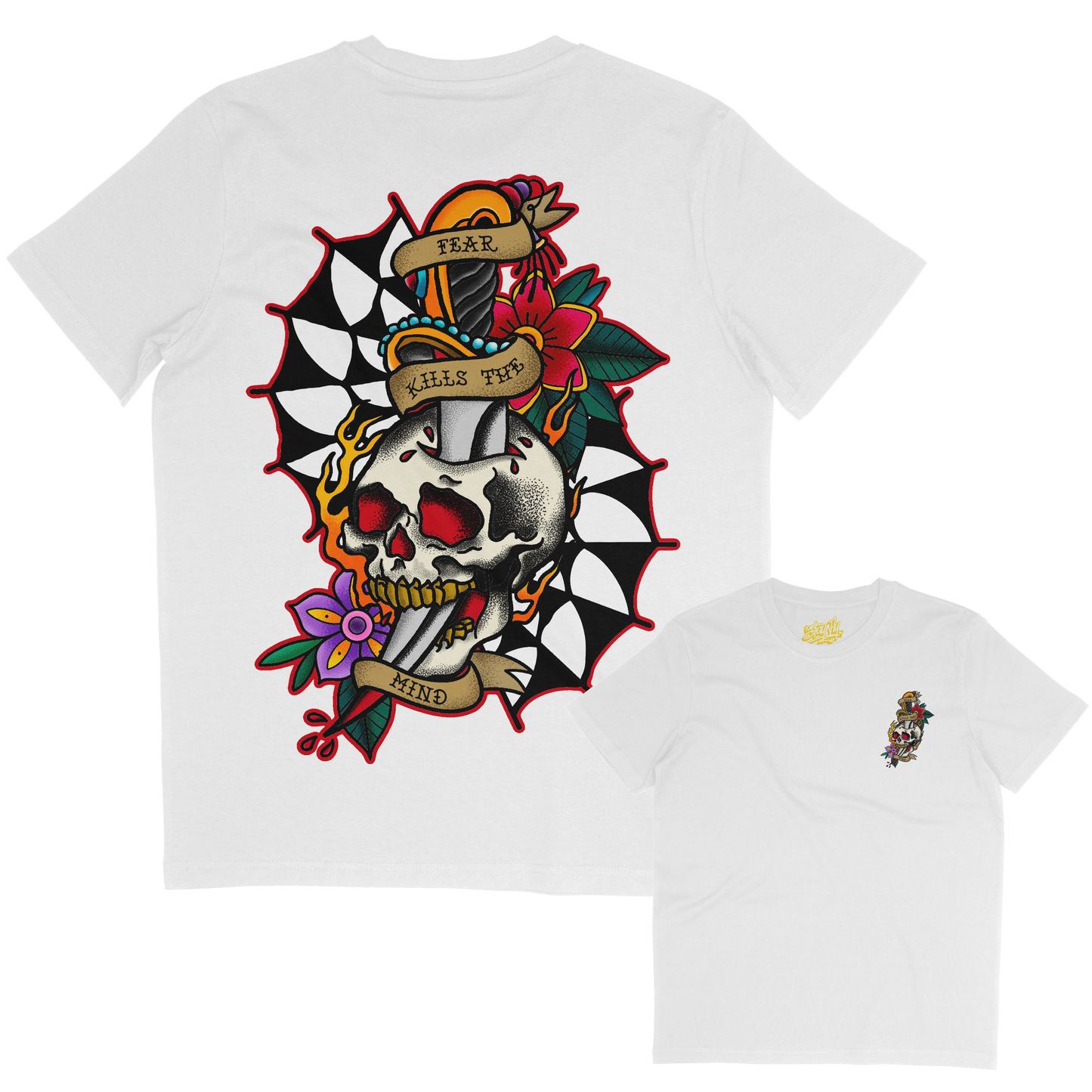 Unisex Mind Killer skull and dagger tattoo inspired Tshirt. alternative tshirt