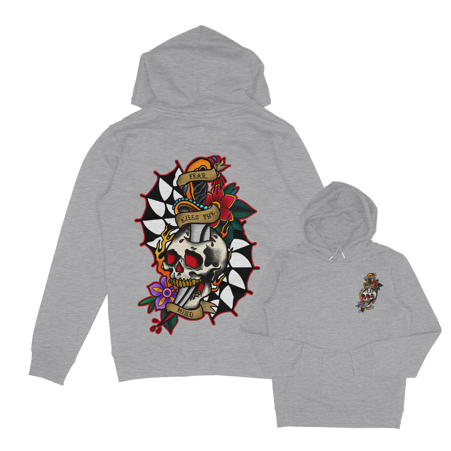 Mind Killer adults skull and dagger tattoo inspired hoodie