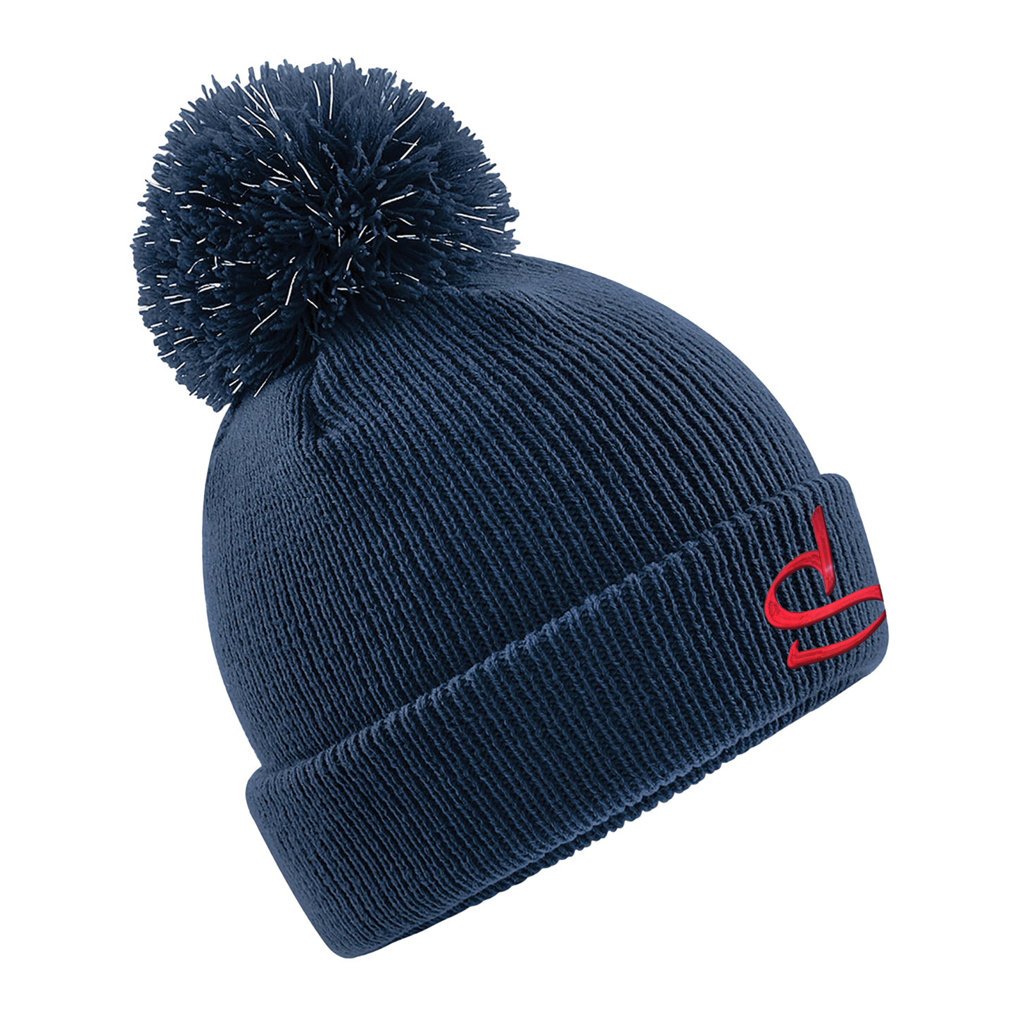 Junior Graffiti Initial Embroidered Pom Pom Beanie