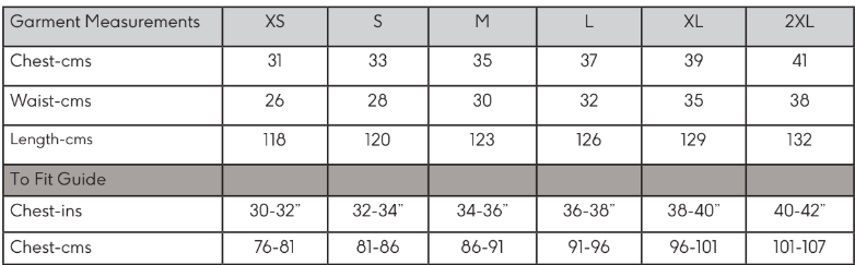 Stay Fly Racerback dress size guide