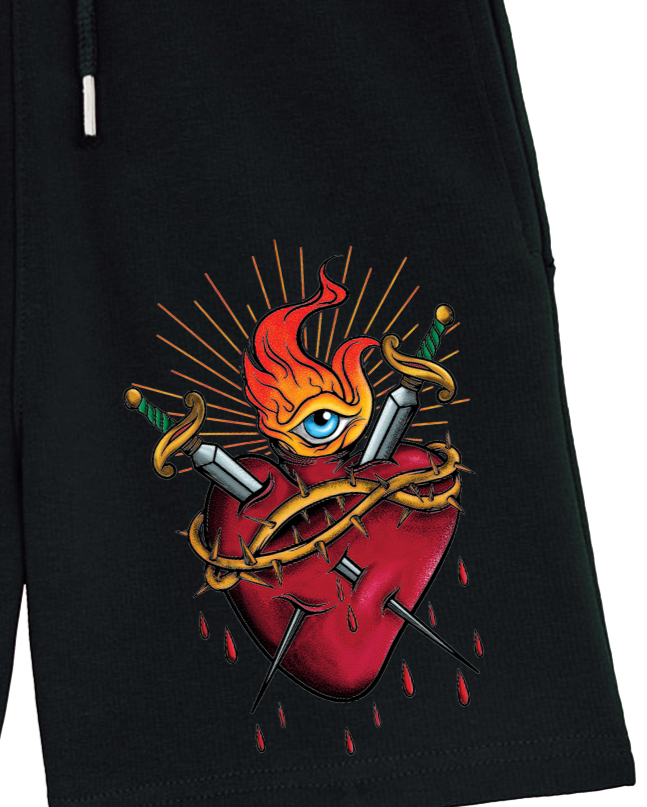 sacred heart tattoo inspired shorts