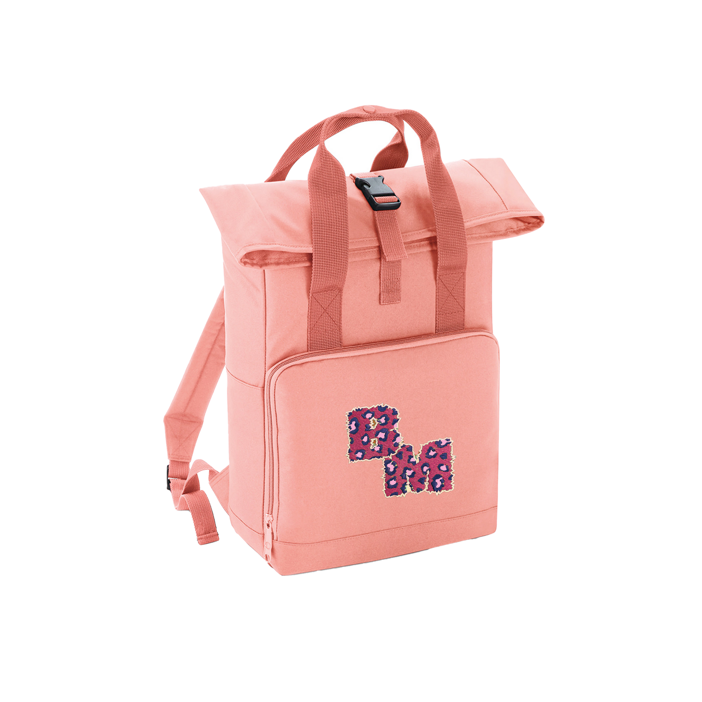 Initial Embroidered Roll Top Backpack