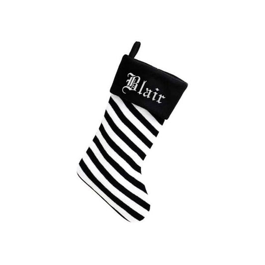 Embroidered Stripe Christmas Stocking