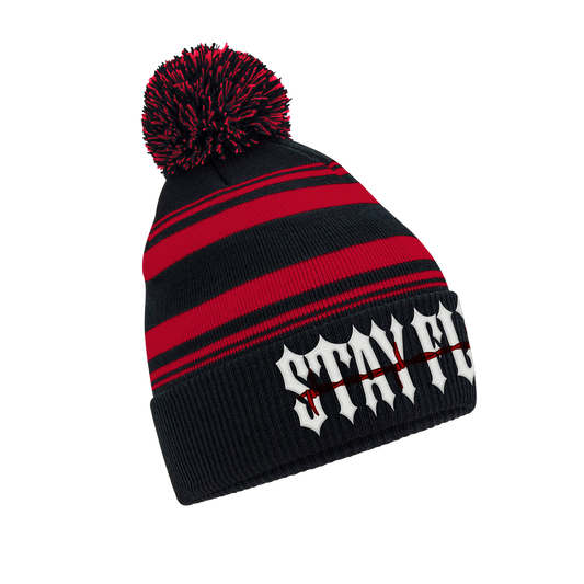 Ready Made Adults Barbed Pom Pom Embroidered Beanie