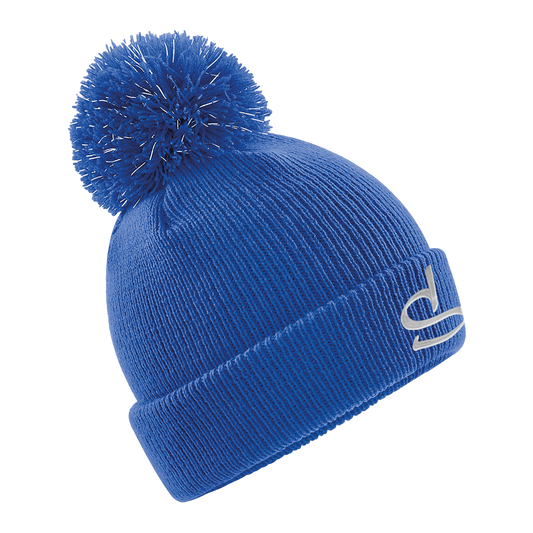 Junior Graffiti Initial Embroidered Pom Pom Beanie