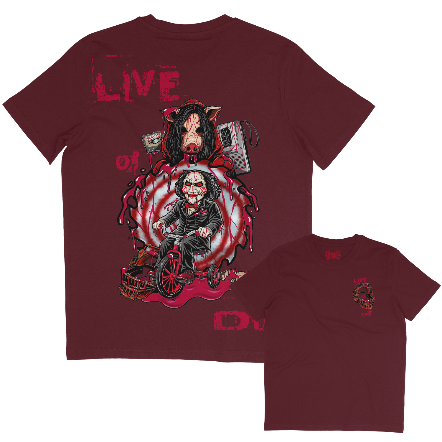 stay fly Live or DIe Saw horror inspired T-shirt 