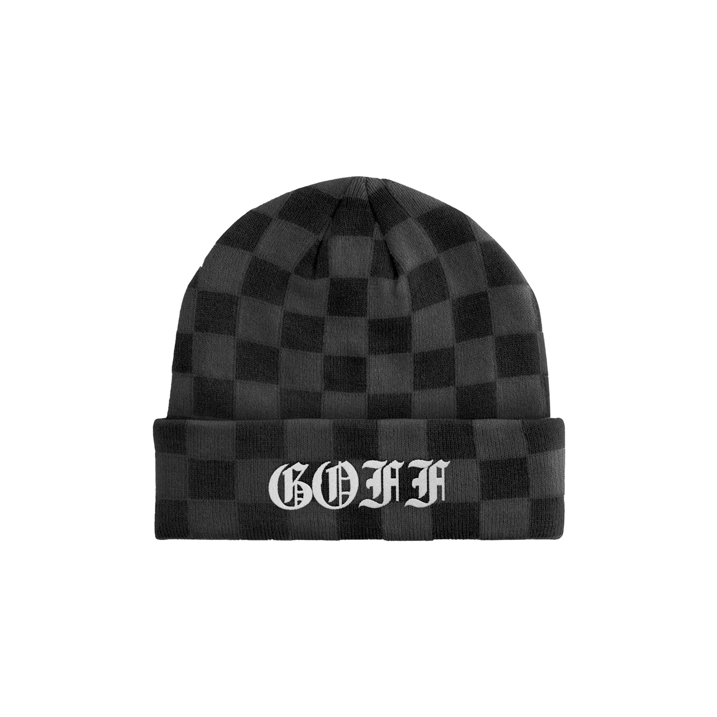 Adults grey Checkerboard Goff Embroidered beanie