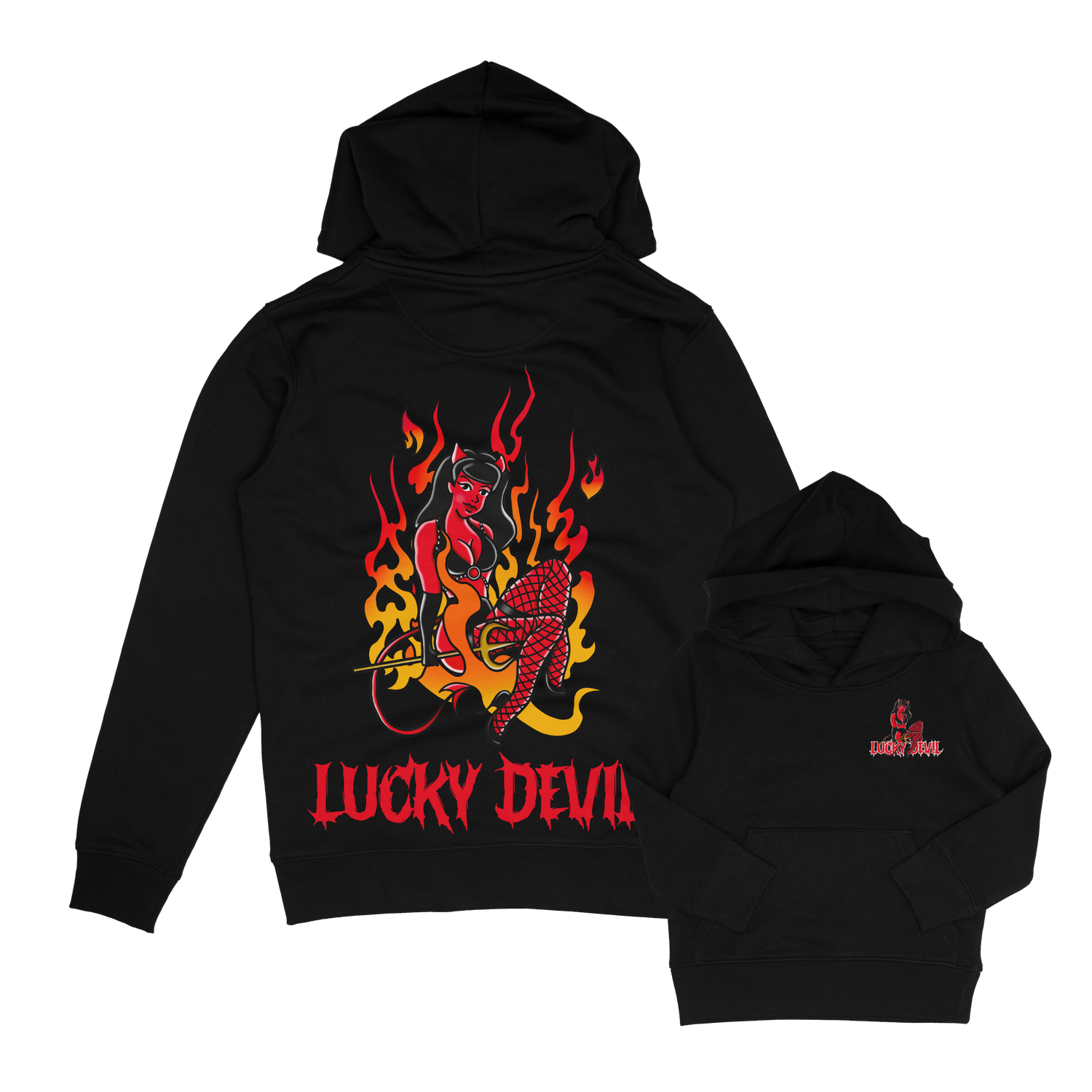 Lucky Devil tattoo inspired organic hoodie