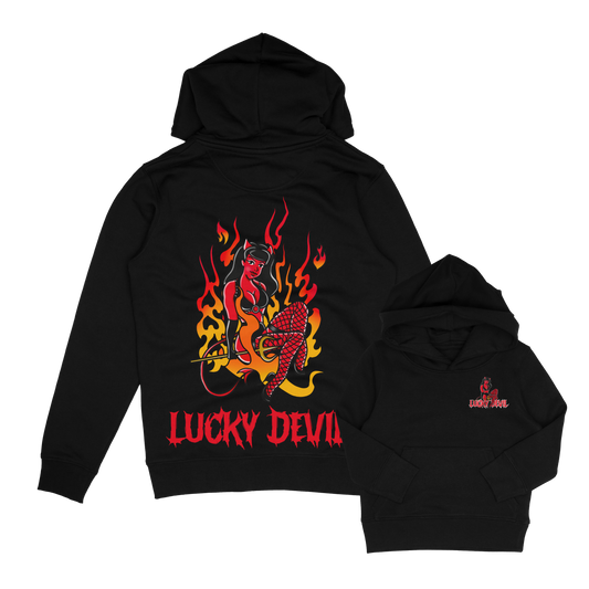 Lucky Devil tattoo inspired organic hoodie
