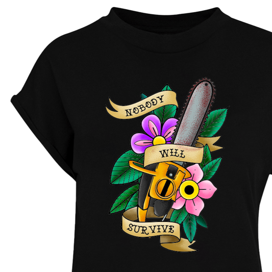 Massacre horror inspired tattoo flash tshirt dress. plus size