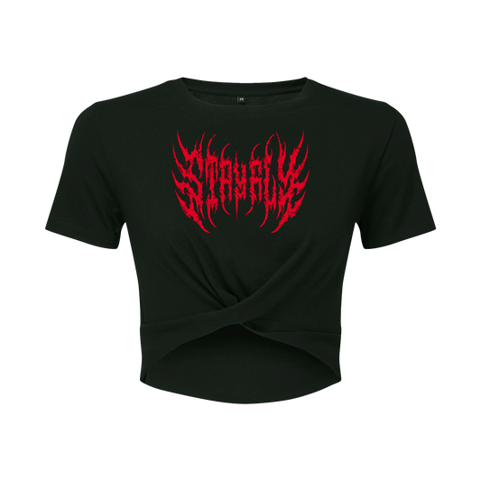 Adults Metal Logo Twist Cropped Oversized T-shirt