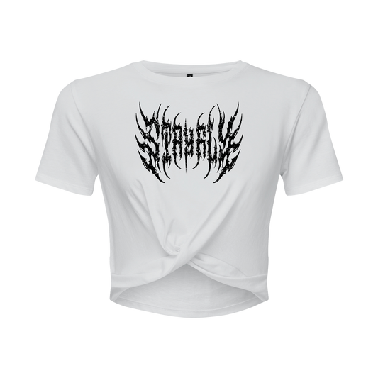 Adults Metal Logo Twist Cropped Oversized T-shirt