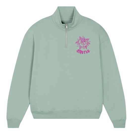 Adults Unisex Rose 1/4 Zip Sweater