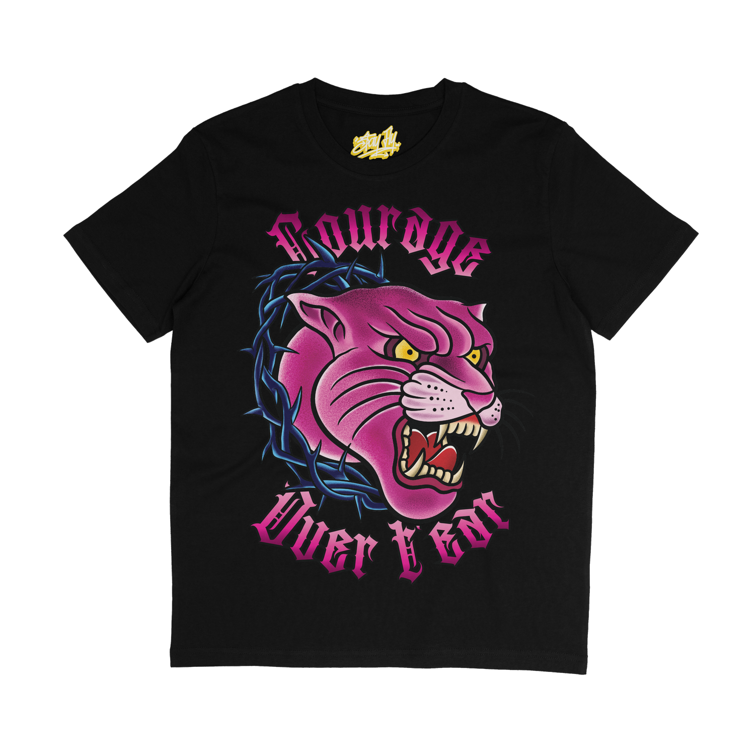 Tattoo Inspired Panther Kids Black T-shirt