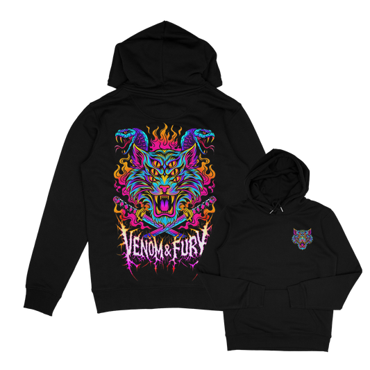 Adults unisex Venom tattoo inspired tiger cat and snakes hoodie