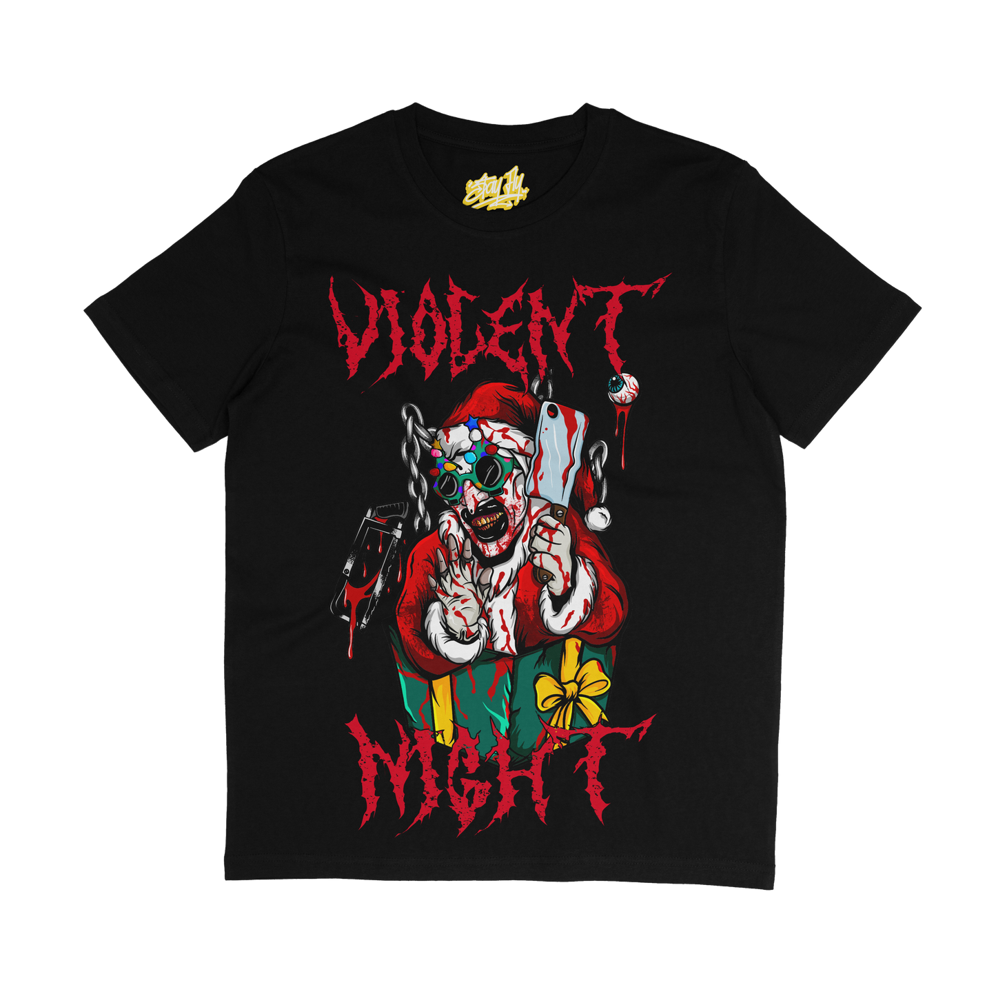 violent night horror christmas art the clown inspired tshirt