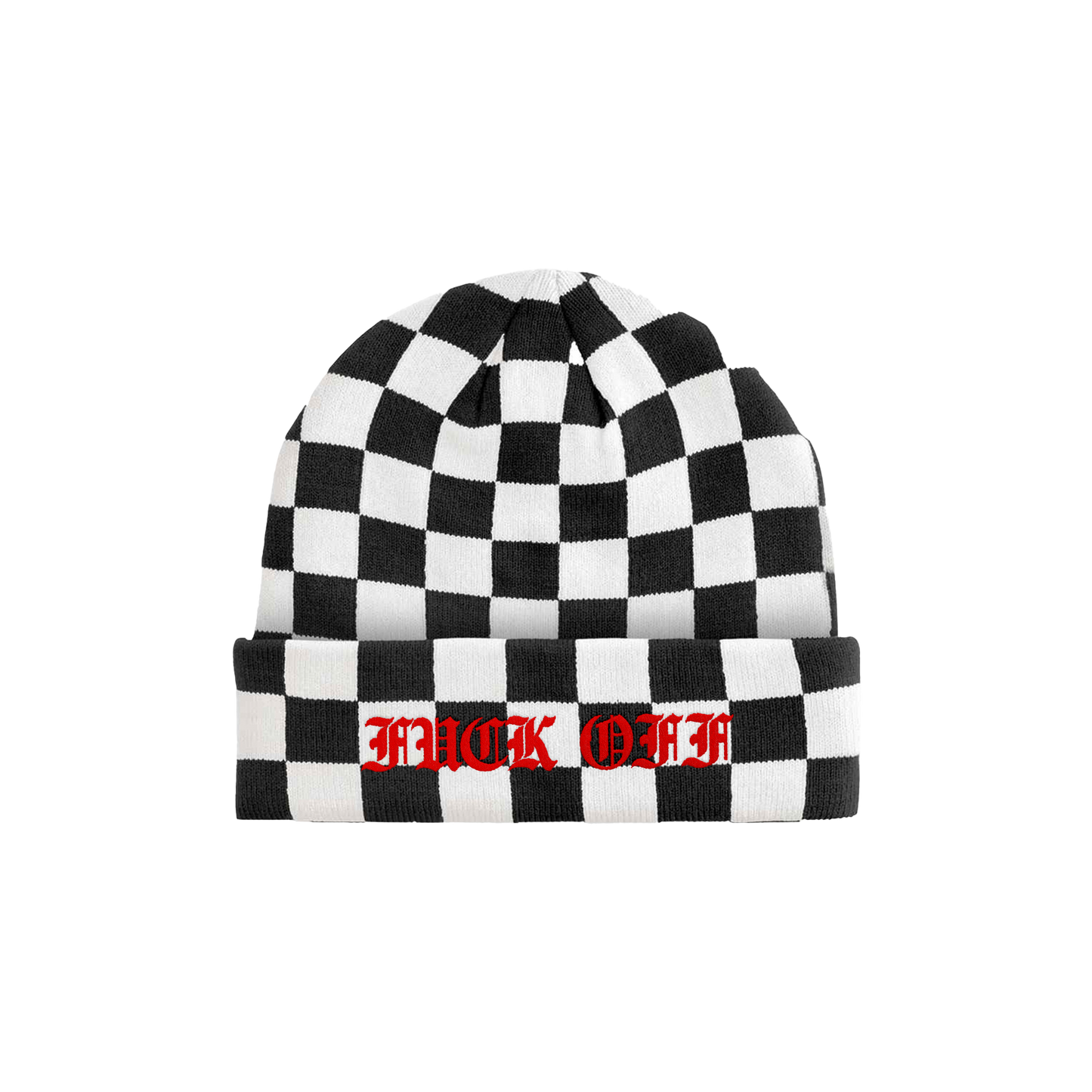 Adults Checkerboard fuck off Embroidered beanie