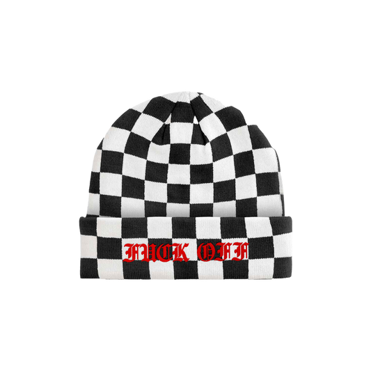 Adults Checkerboard fuck off Embroidered beanie
