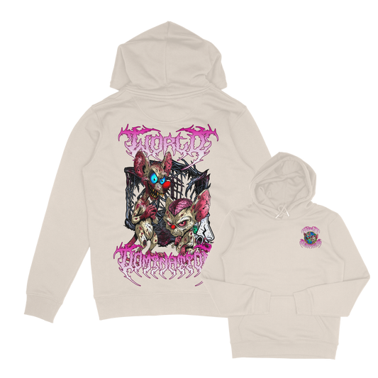 Adults Unisex World Domination, pinky and the brain horror inspired hoodie Cream