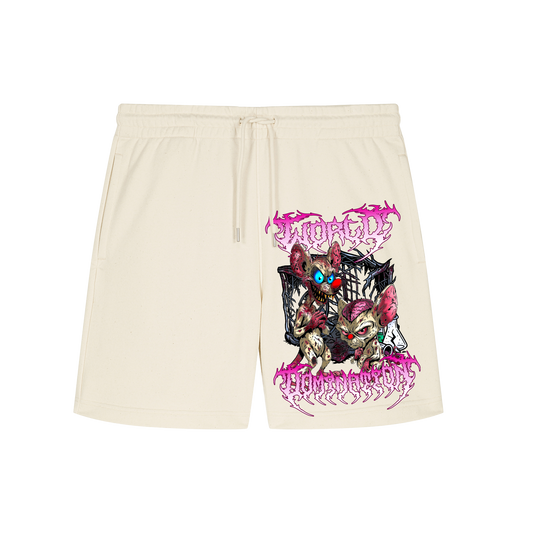 Adults Unisex World Domination, pinky and the brain horror inspired Shorts cream