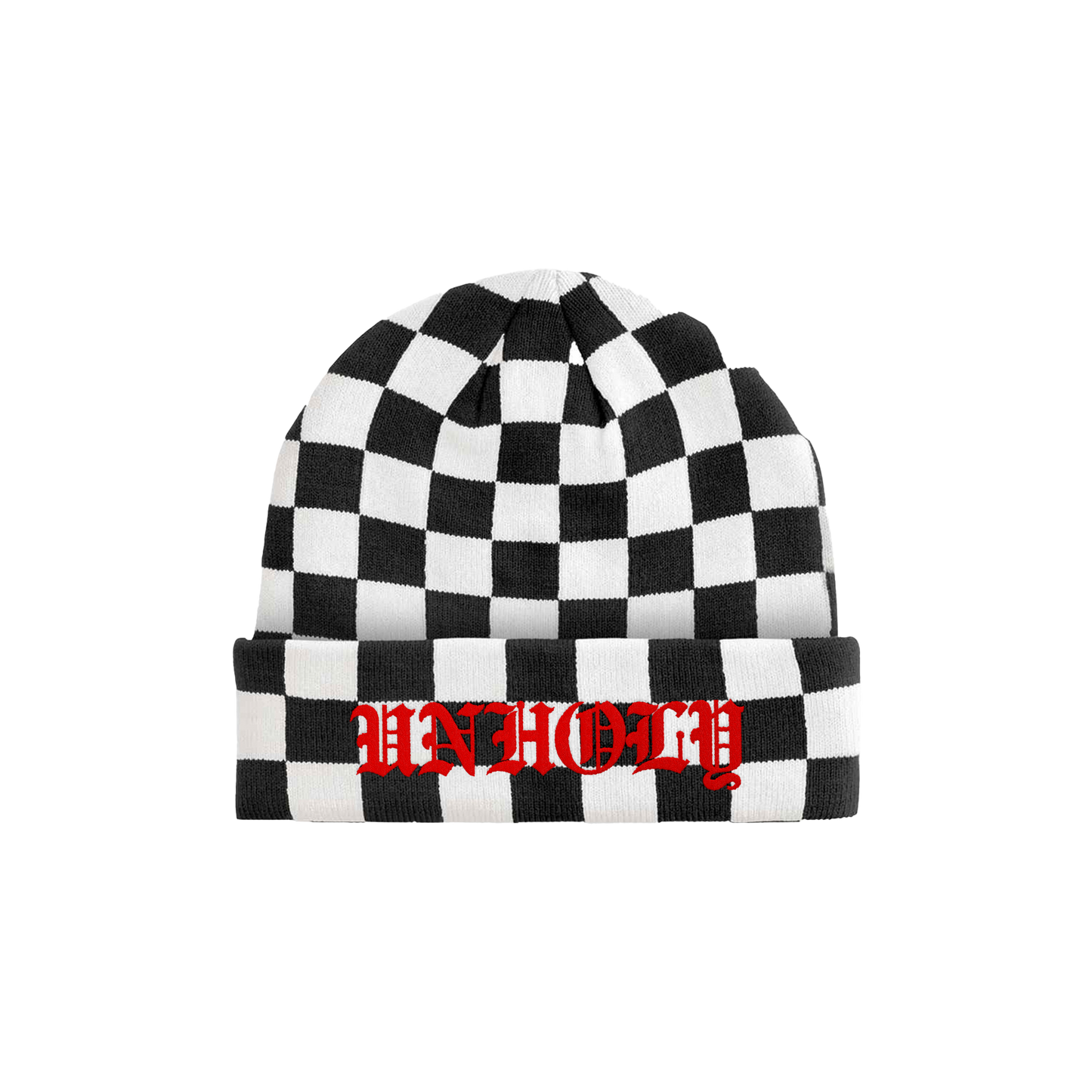 Adults Checkerboard Unholy Embroidered beanie
