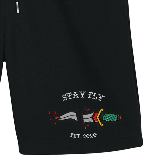 Adults Unisex Dagger Flash Embroidered Shorts