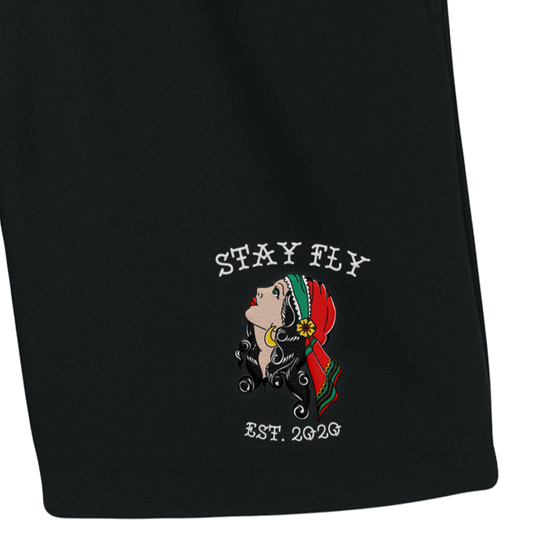 Adults Unisex Gypsy Girl Flash Embroidered Shorts