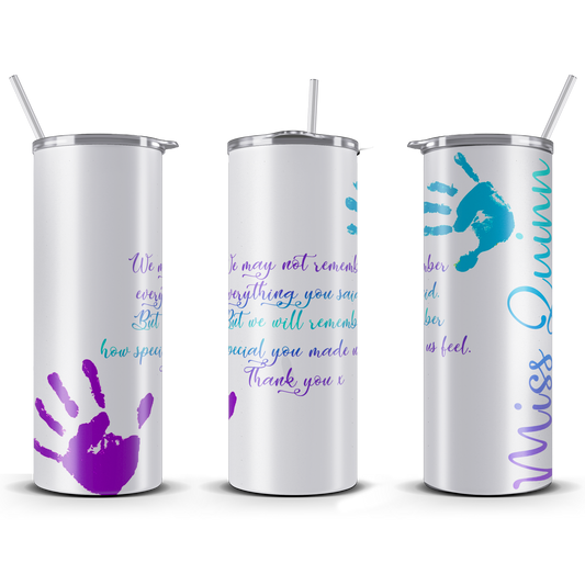 Personalised Handprint Teacher Tumbler
