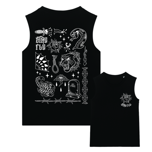 tattoo flash inspired womans tank top