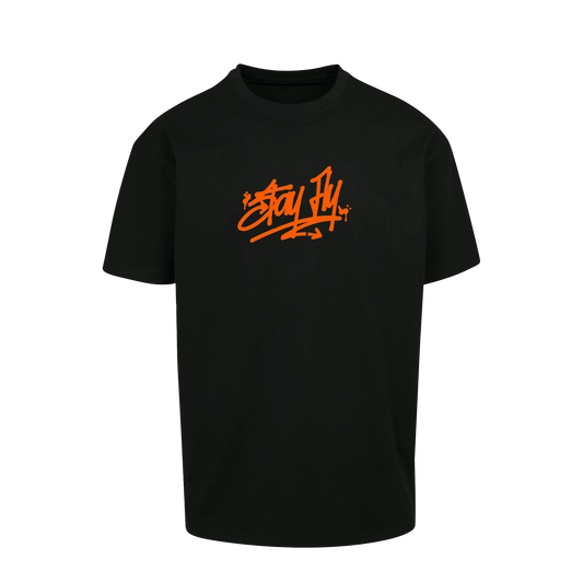 Oversized mens embroidered Tshirt. Graffiti streetwear